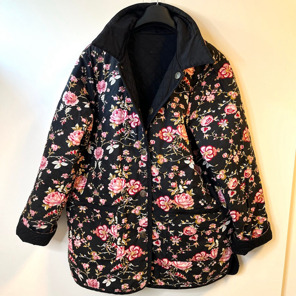 Vintage Reversible Quilted Barn Coat Cottagecore Barbour Style 90s Y2K fits M–XL - Picture 11 of 15